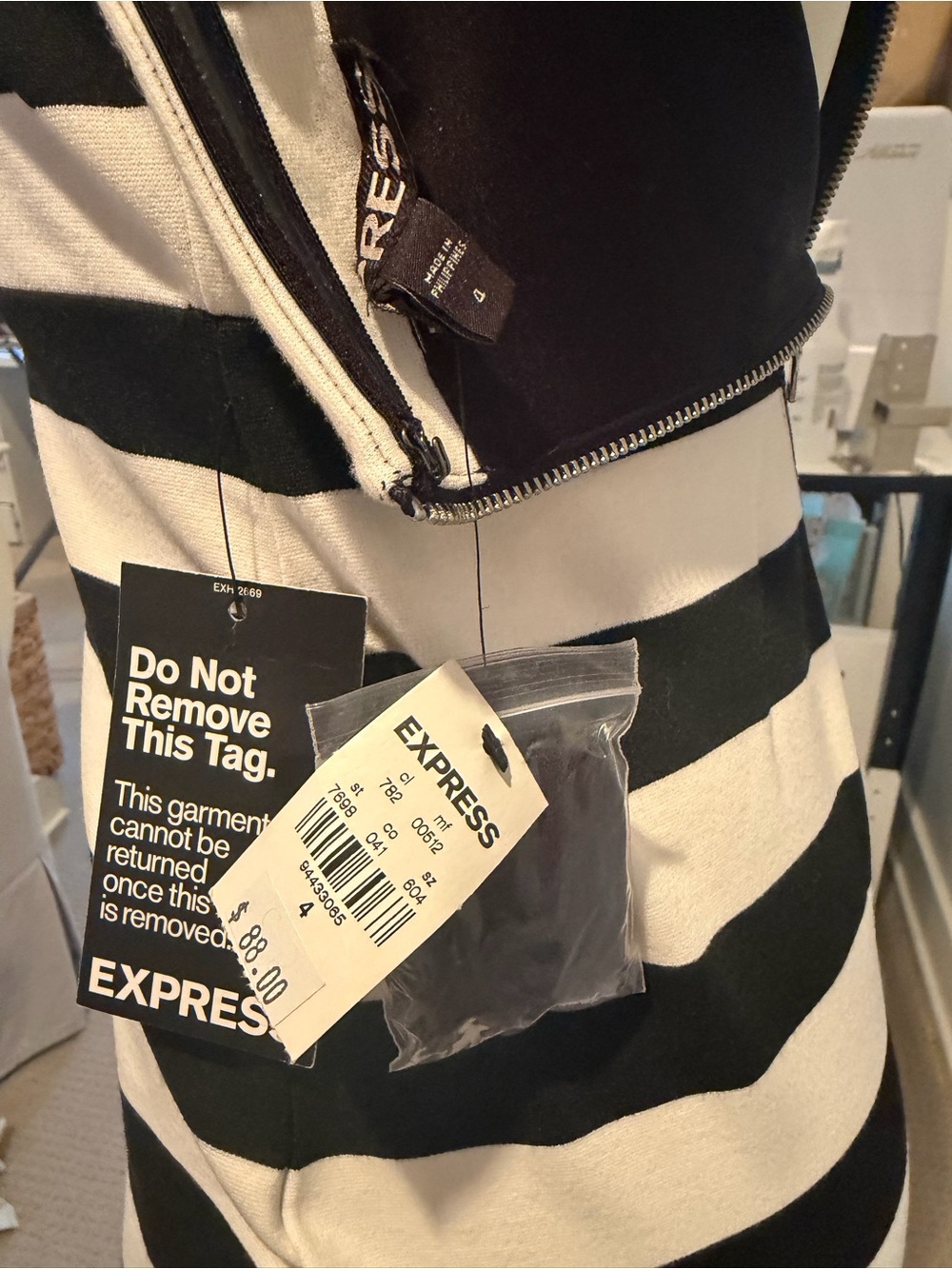 Express Black & White Strapless Dress - Picture 3 of 3